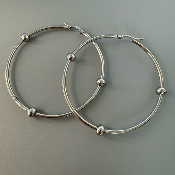 Stainless Steel Huggie Hoops 62mm - Picture 3 of 7